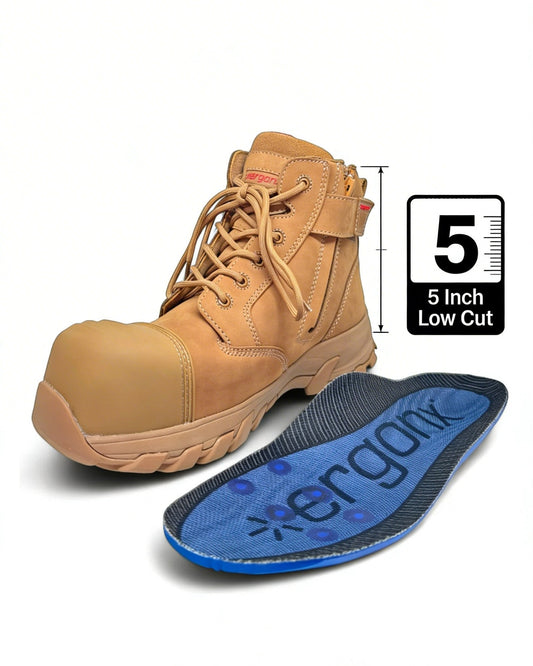 Ergonx All Tan Low Cut Safety Boots Lace Up (Helium) — product detail