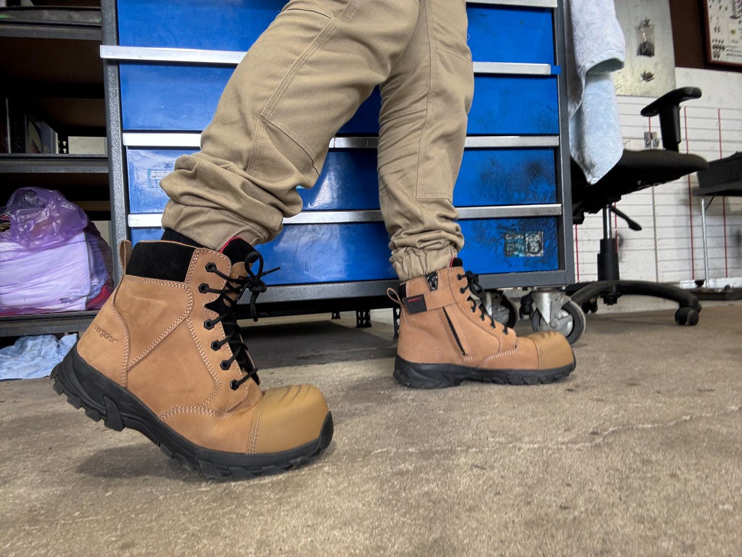 Ergonx Tan Toe Safety Boots Lace Up (Helium)