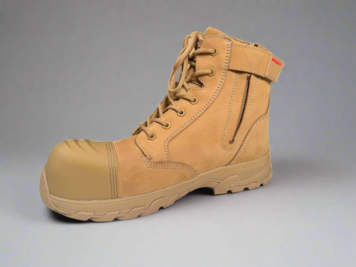 Ergonx All Tan Lace Up Safety Boots + Socks Bundle