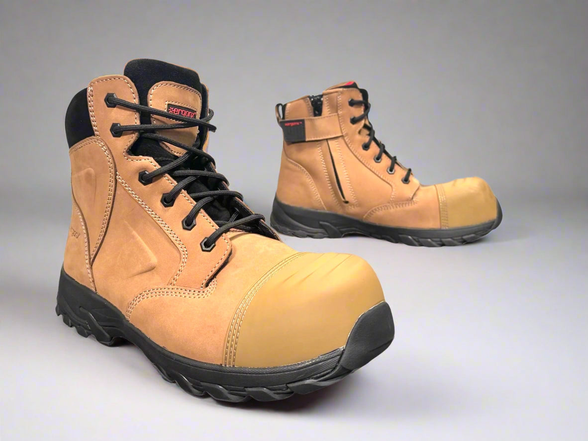 Ergonx Tan Toe Safety Boots Lace Up (Helium)