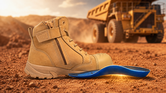 ErgonX Helium All-Tan safety boots with accurate inside zipper and outer panel construction