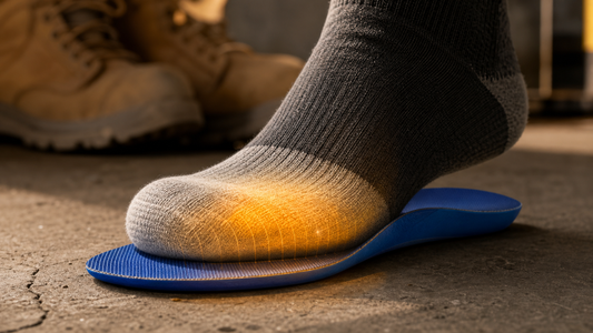 Cushioned ErgonX orthotic insole reducing pressure under the forefoot