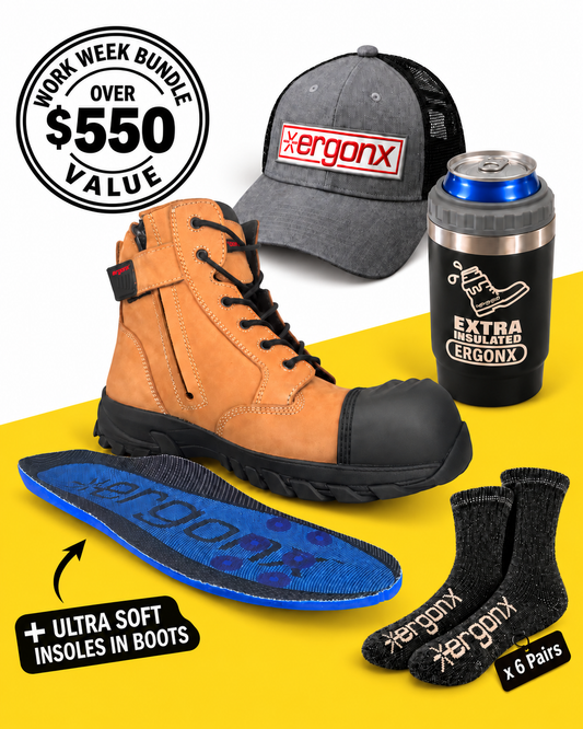 Work Week Bundle - Tan & Black Toe Cap Lace Up + 6 Pairs of Socks