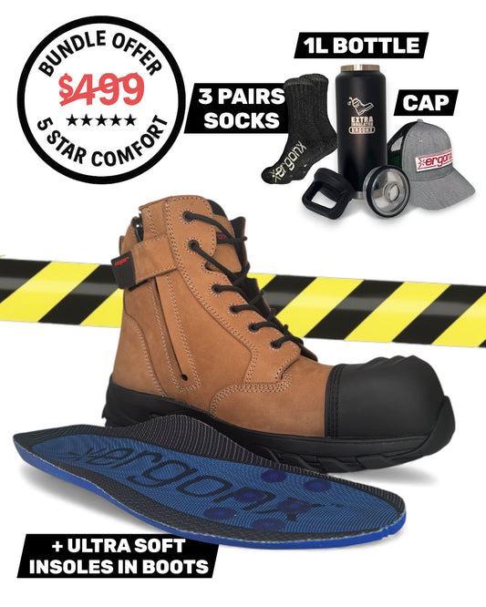 Comfort Bundle - Tan & Black Cap Lace Up + 3 pairs socks + 1L Bottle & Cap