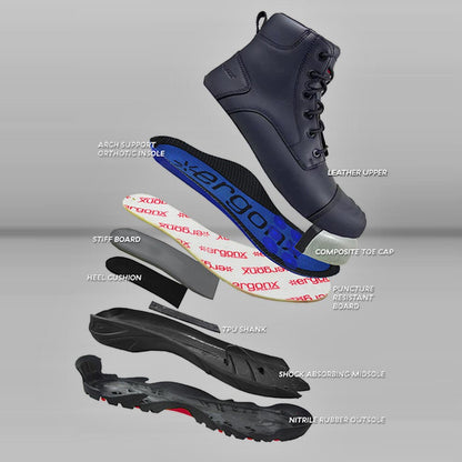 Ergonx Black Lace Up Safety Boots + Socks Bundle