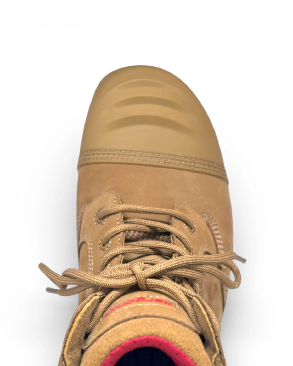 Original Helium work boot photograph showing toe box, laces and forefoot shape